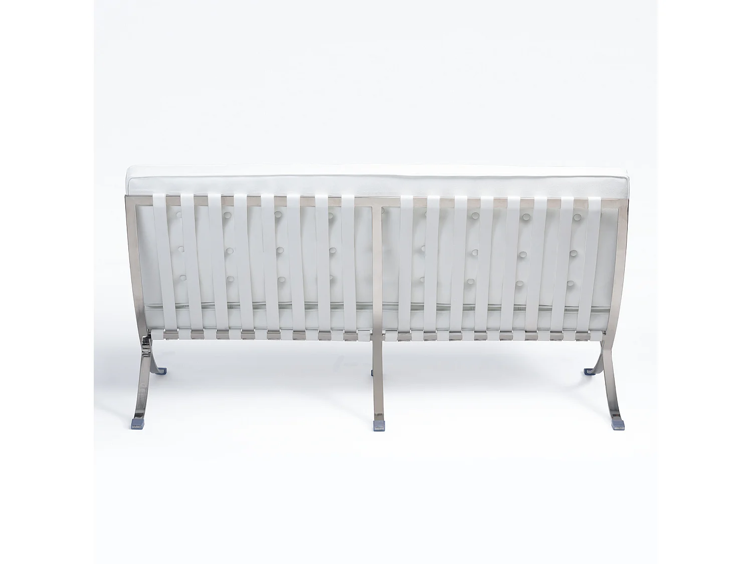 Canapé design 2 places cuir capitonné blanc Barka