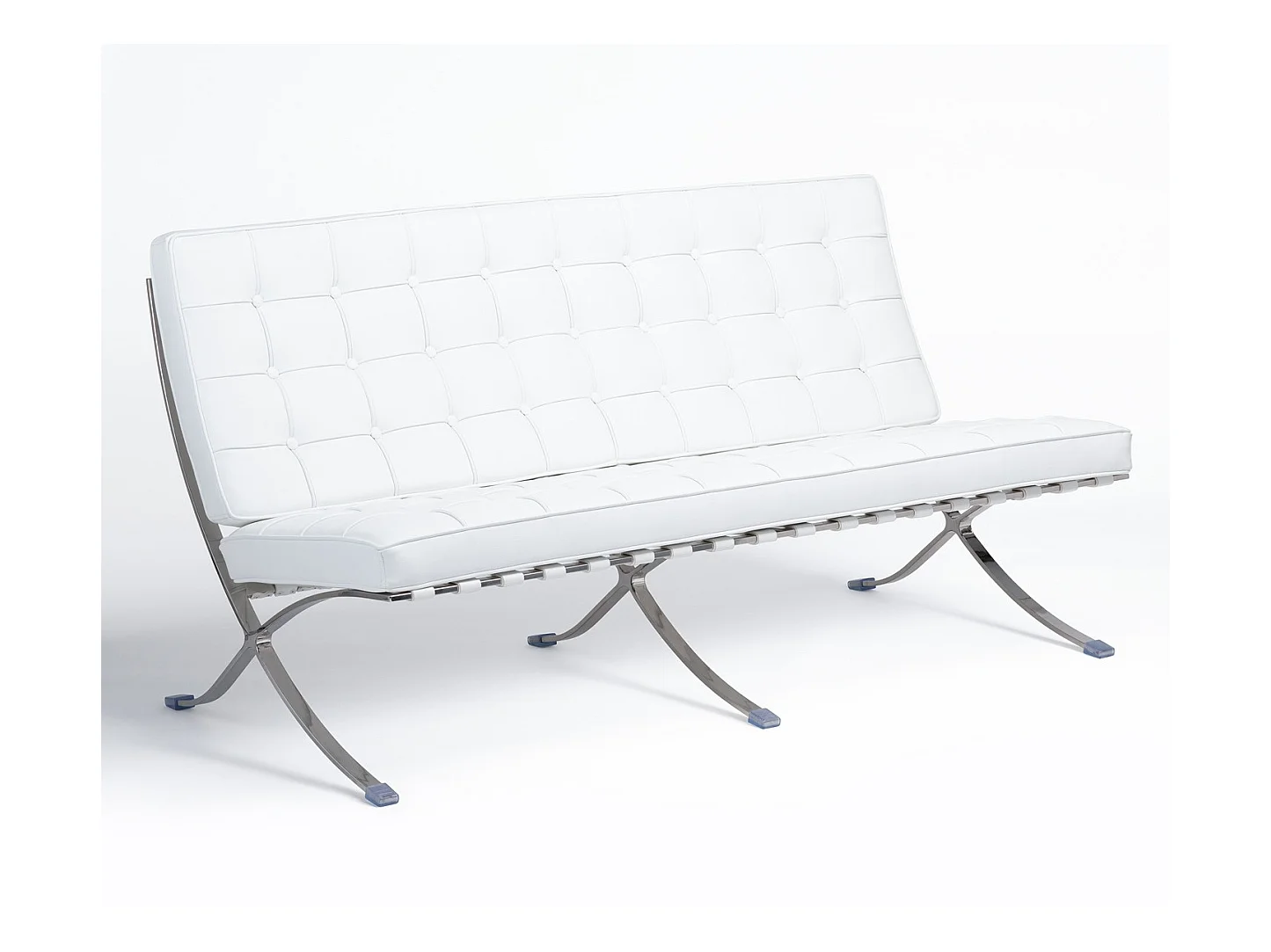 Canapé design 2 places cuir capitonné blanc Barka