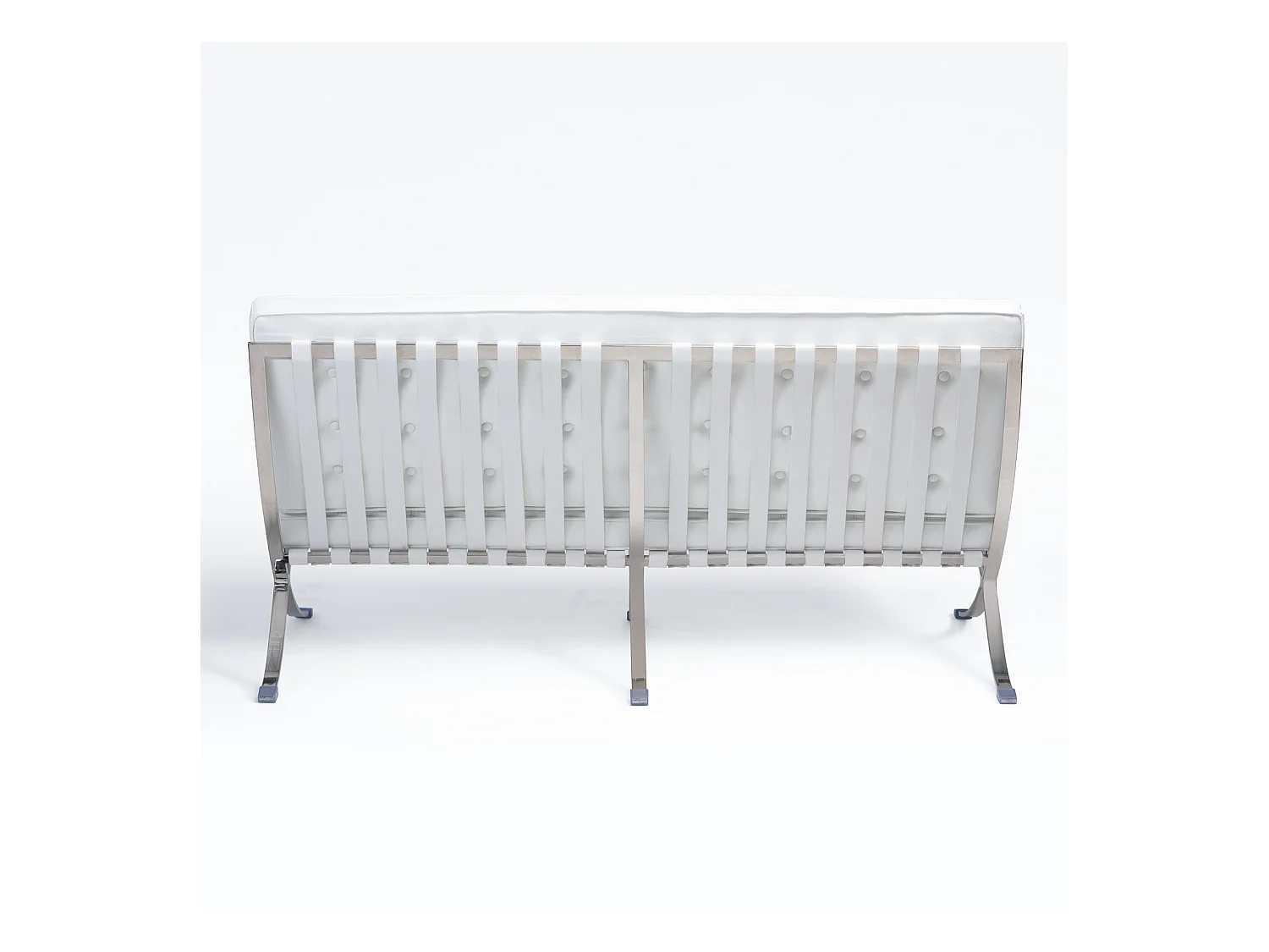 Canapé design 2 places cuir capitonné blanc Barka