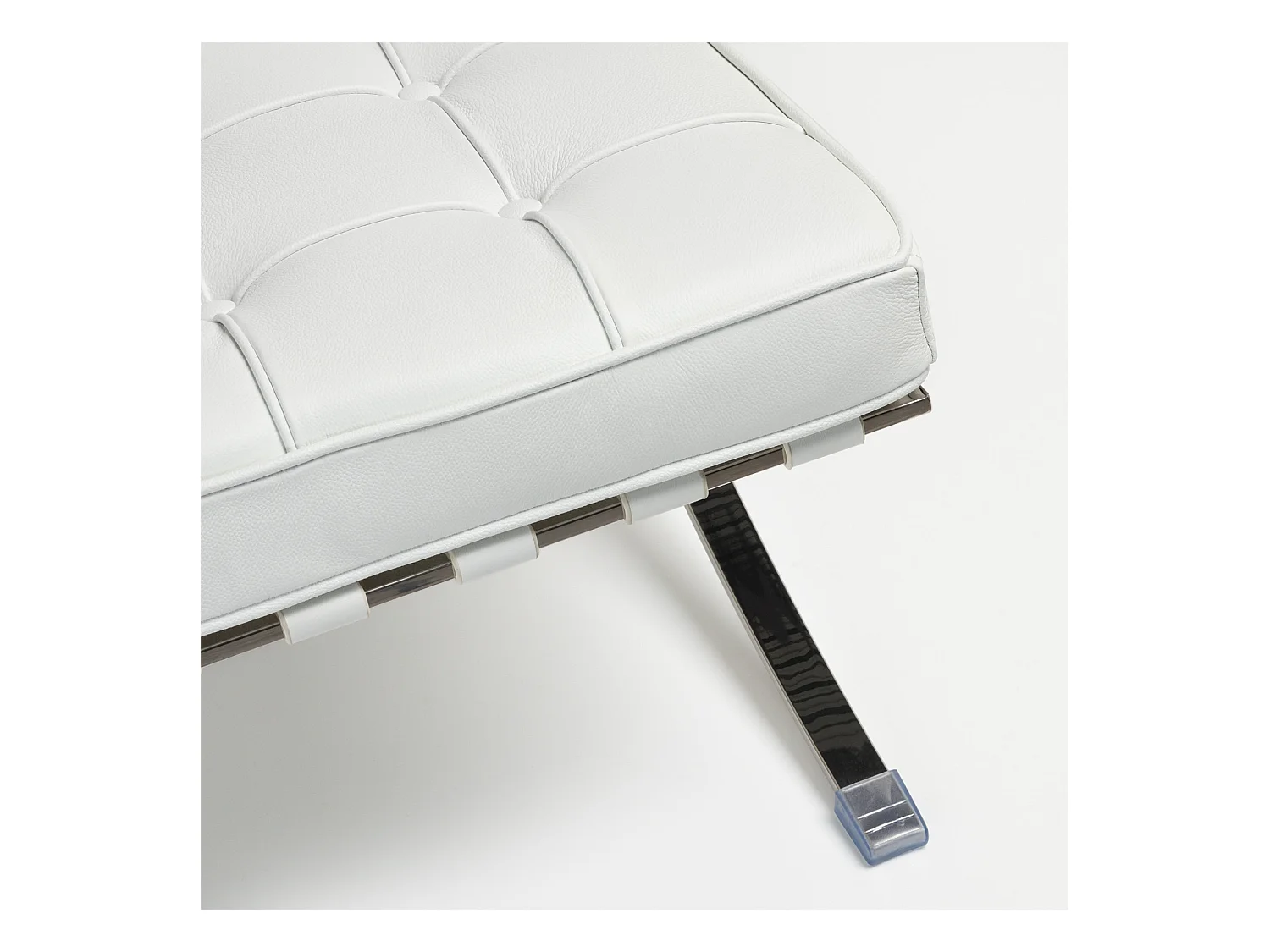 Canapé design 2 places cuir capitonné blanc Barka