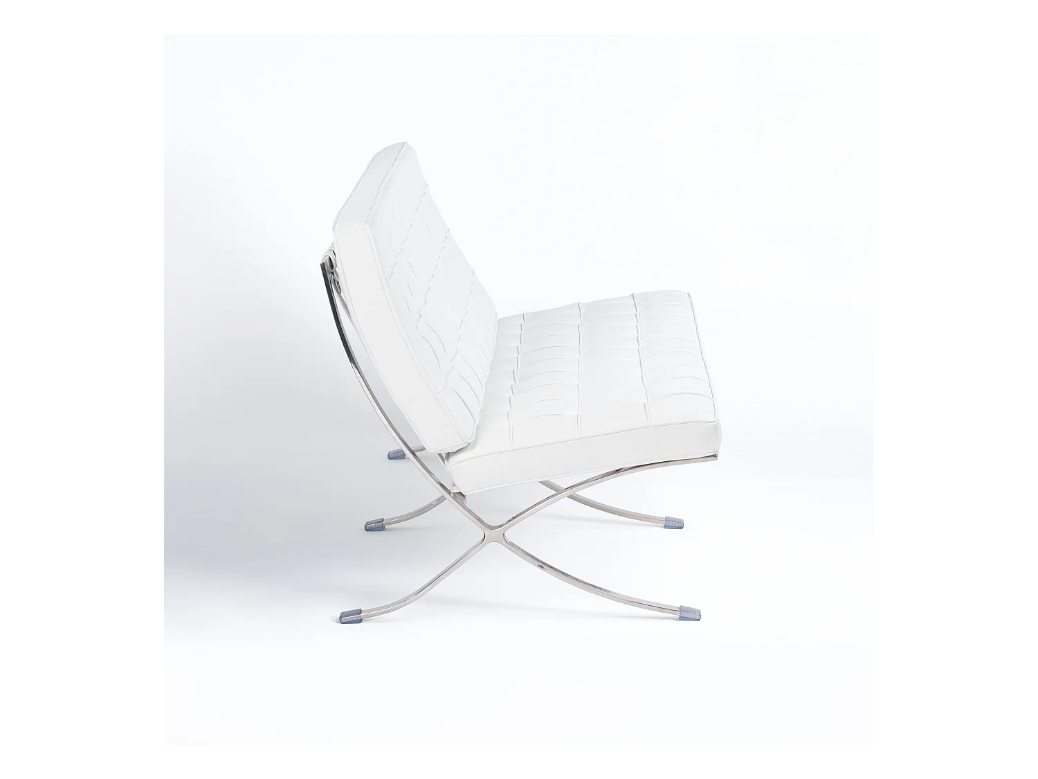 Canapé design 2 places cuir capitonné blanc Barka