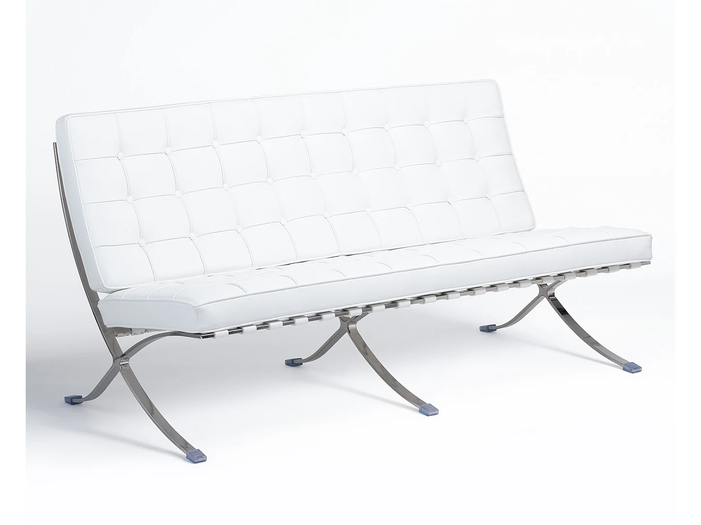 Canapé design 2 places cuir capitonné blanc Barka