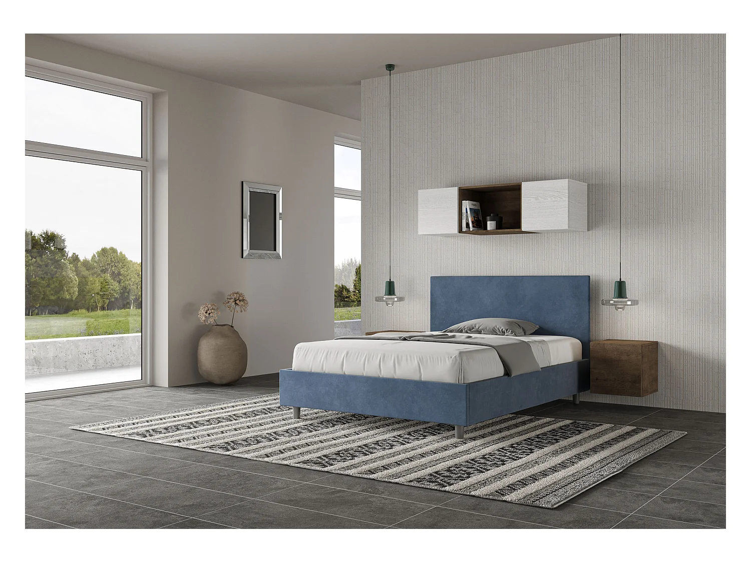 Adele bed 130x200 blauwe basis en bak
