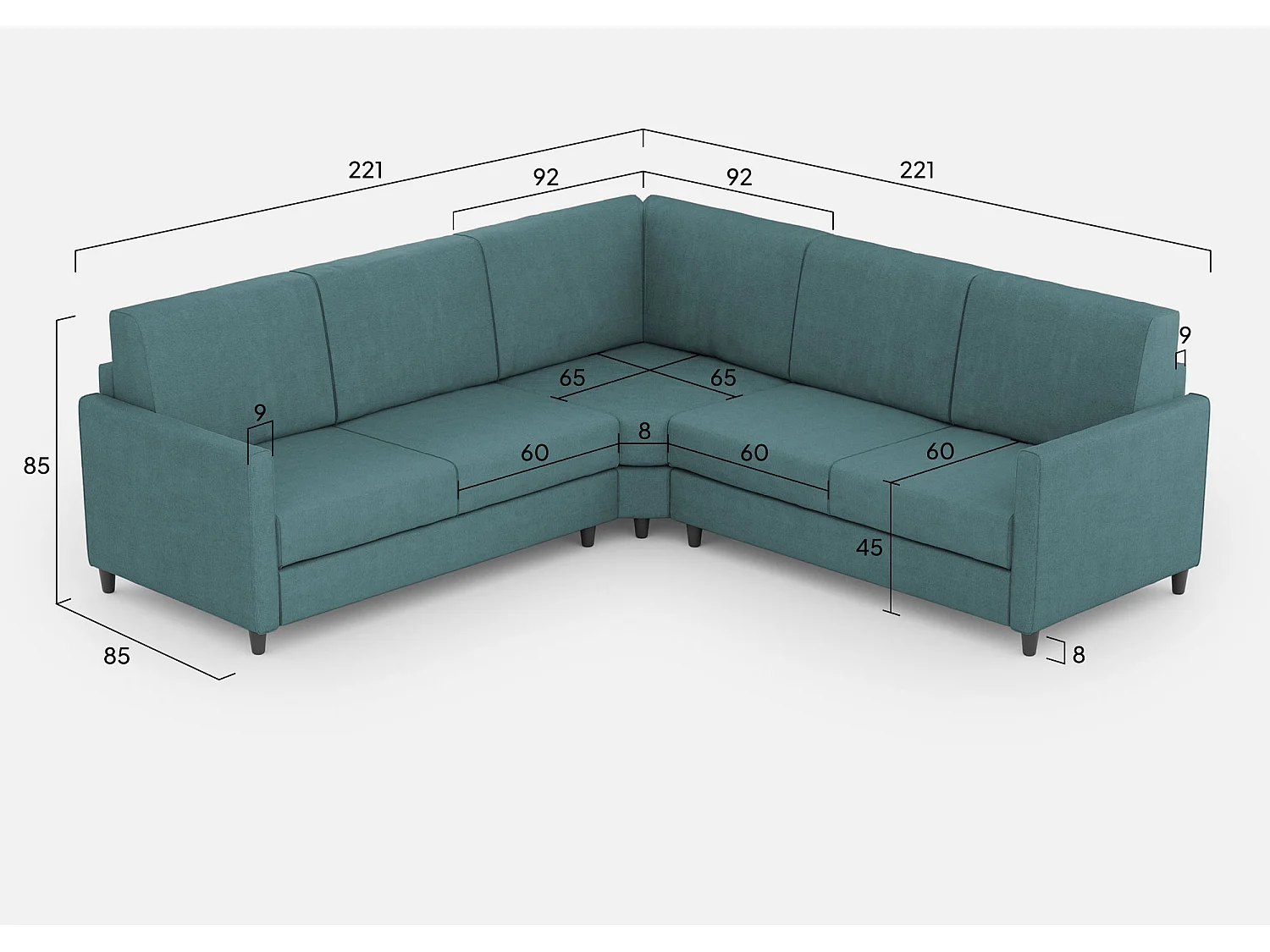 Lit Adele 130x200 bleu sommier et conteneur