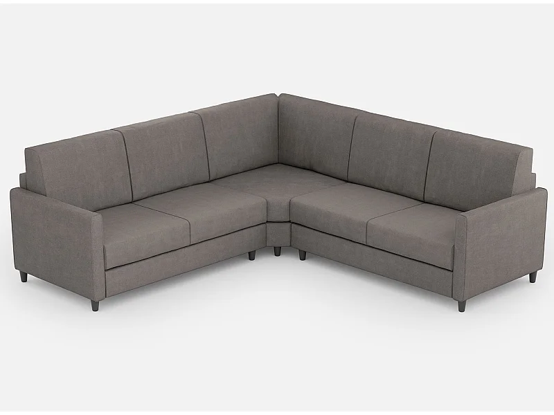 Sofá esquinero italiano moderno de tela gris Korane - 5 tamaños-Talla 241x241 cm