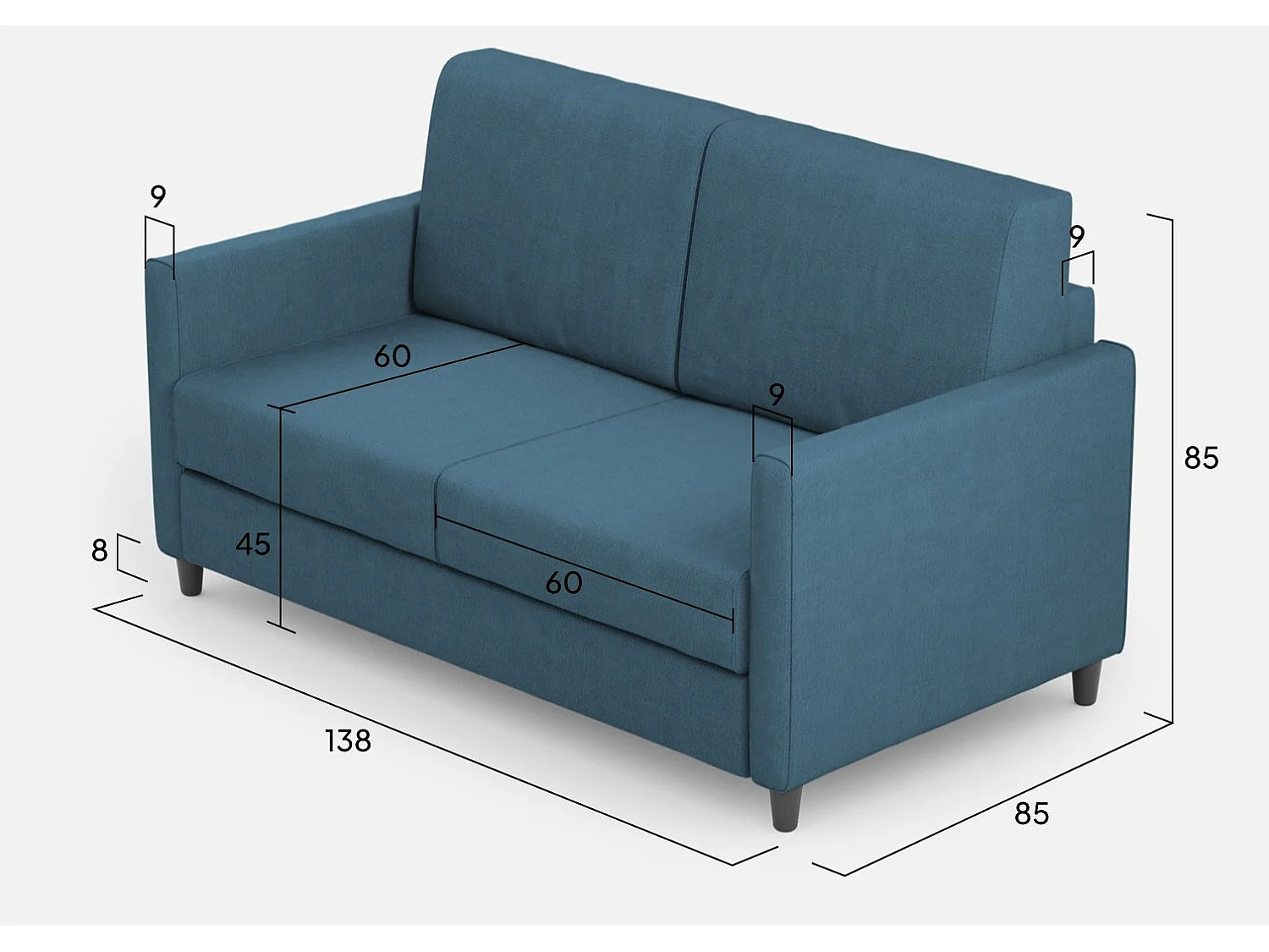 Letto Adele 110x190 rete e contenitore blu