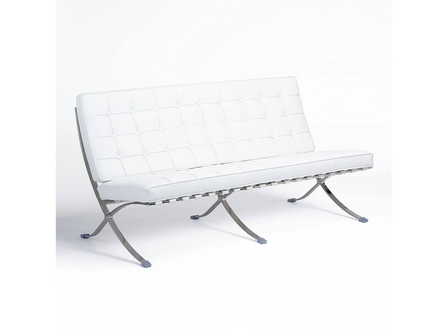 Canapé design 2 places simili cuir capitonné blanc Barka