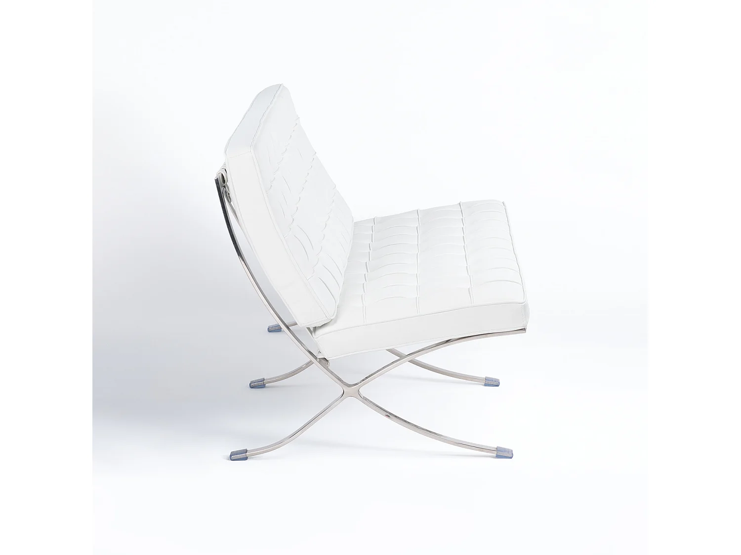 Canapé design 2 places simili cuir capitonné blanc Barka