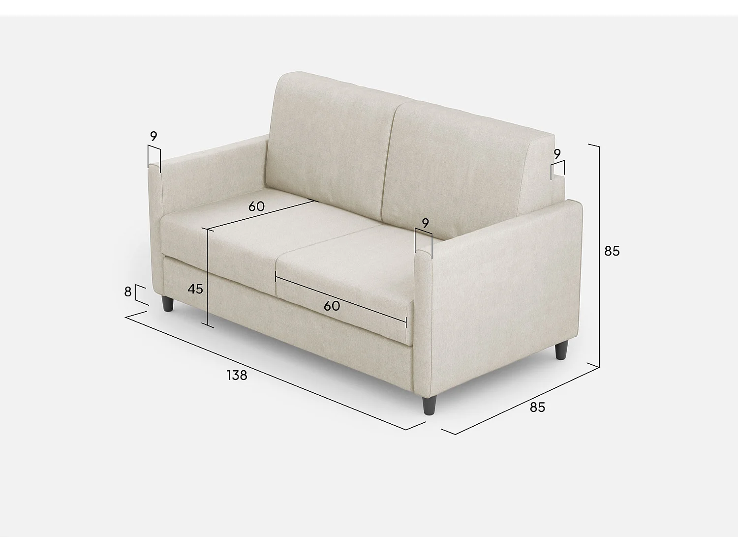 Letto Adele 110x190 con rete glicine