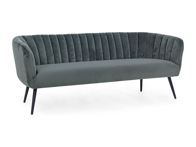 Canapé polyester gris foncé et pieds en acier 3 places Avi