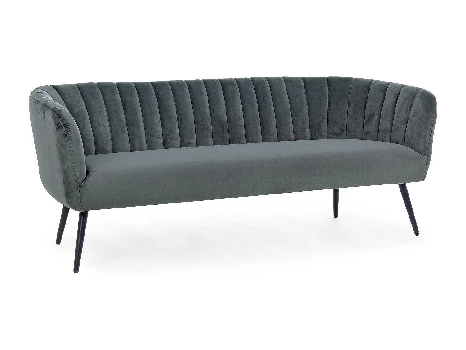 Canapé polyester gris foncé et pieds en acier 3 places Avi