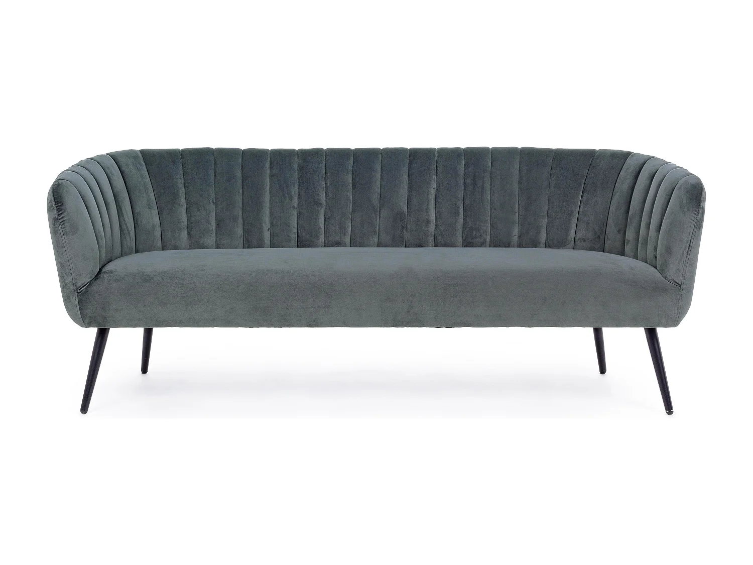 Canapé polyester gris foncé et pieds en acier 3 places Avi