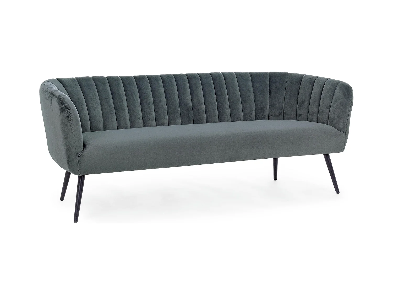 Canapé polyester gris foncé et pieds en acier 3 places Avi