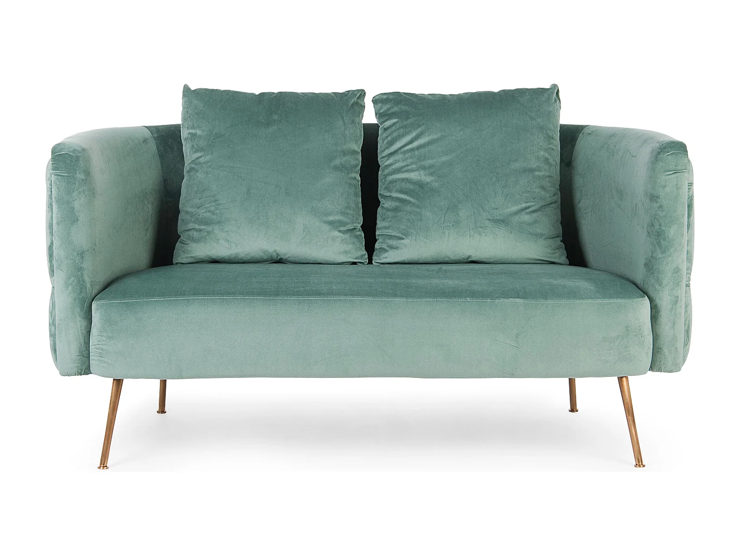 Canapé design capitonné vert d'eau et pieds doré Tanka 144cm