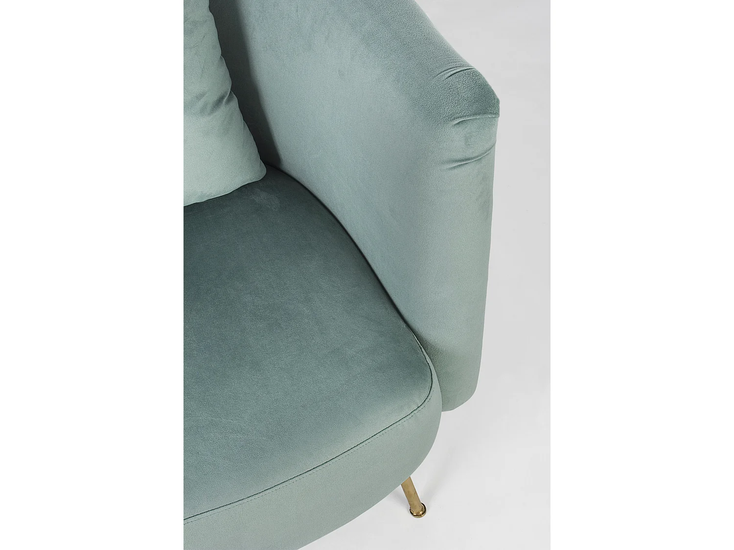 Canapé design capitonné vert d'eau et pieds doré Tanka 144cm