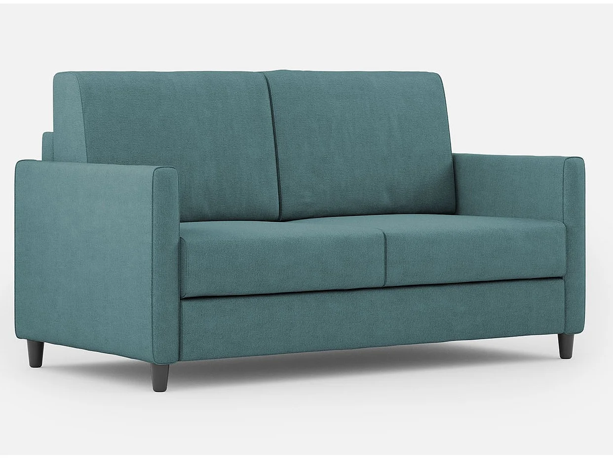 Sofá recto italiano moderno en tela azul petróleo Korane - 3 tamaños-Talla 138 cm