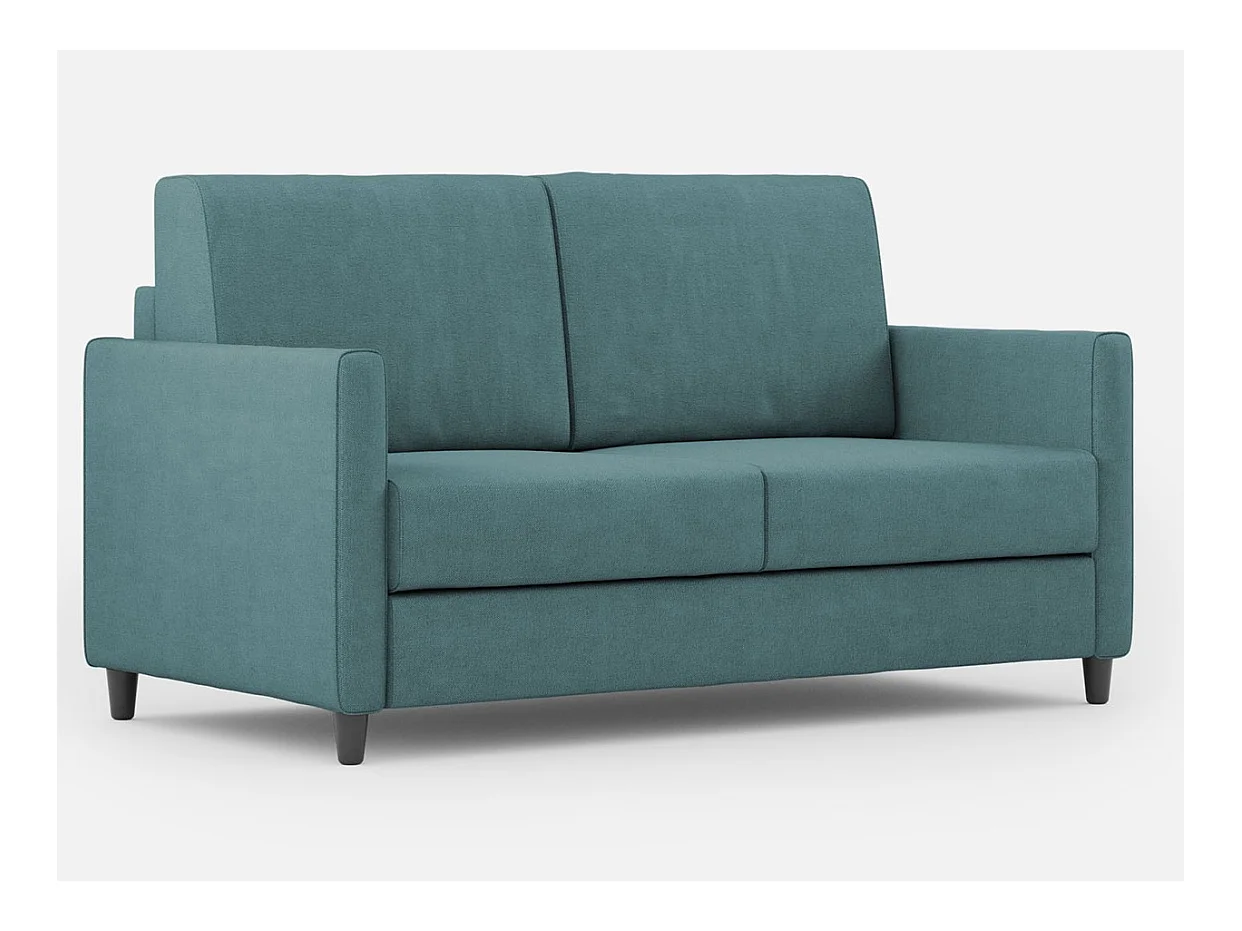Canapé droit moderne italien tissu bleu pétrole Korane - 3 tailles-Taille 138 cm