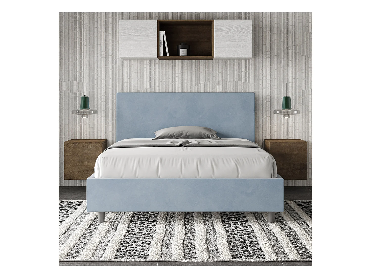 Adele bed 130x210 lichtblauwe basis en bak