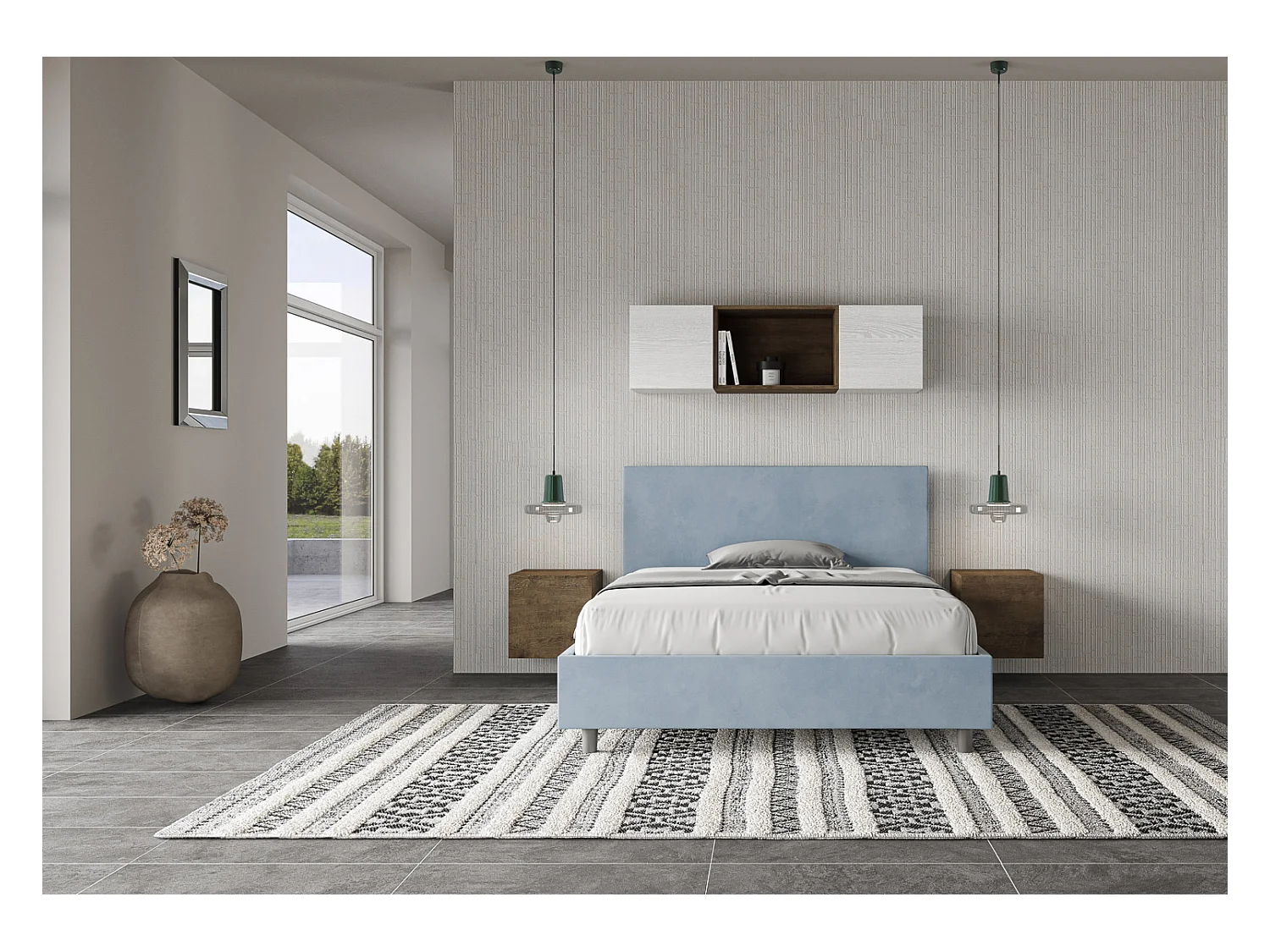 Adele bed 130x210 lichtblauwe basis en bak