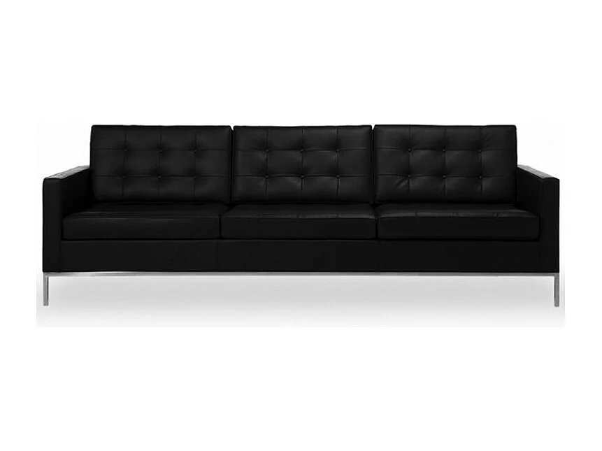 Design 3-zitsbank bekleed met wit leer Flora 204 cm