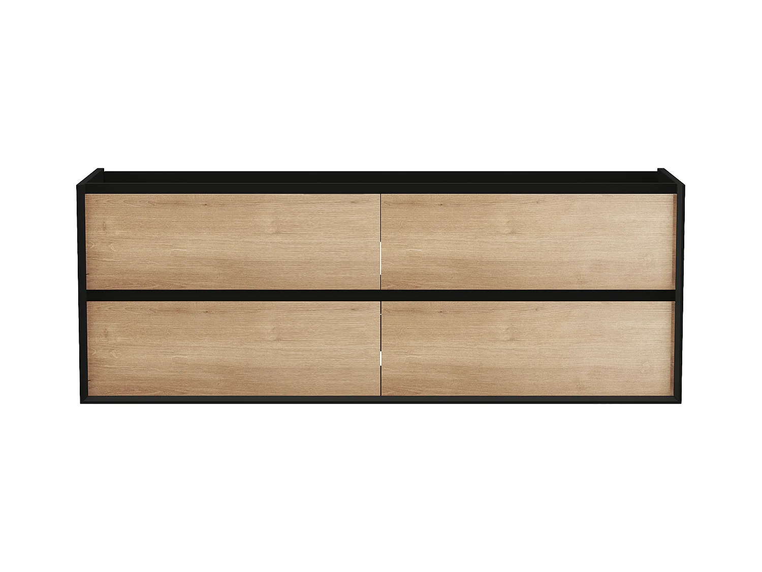 Meuble sous vasque suspendu - Coloris naturel clair et noir - 150 cm - LANNICK
