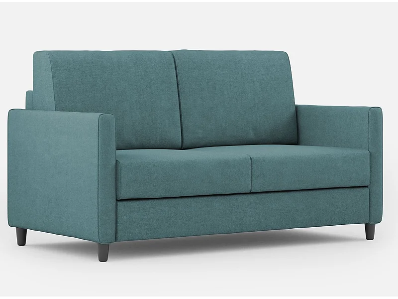 Sofá recto italiano moderno en tela azul petróleo Korane - 3 tamaños-Talla 158 cm