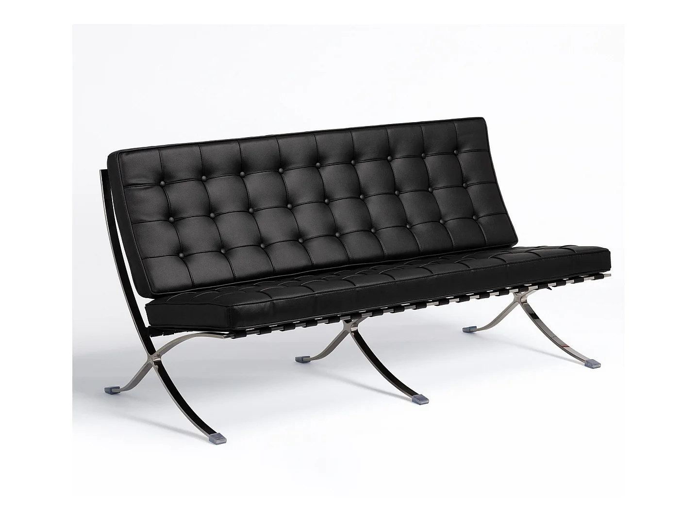 Canapé design 2 places cuir capitonné noir Barka