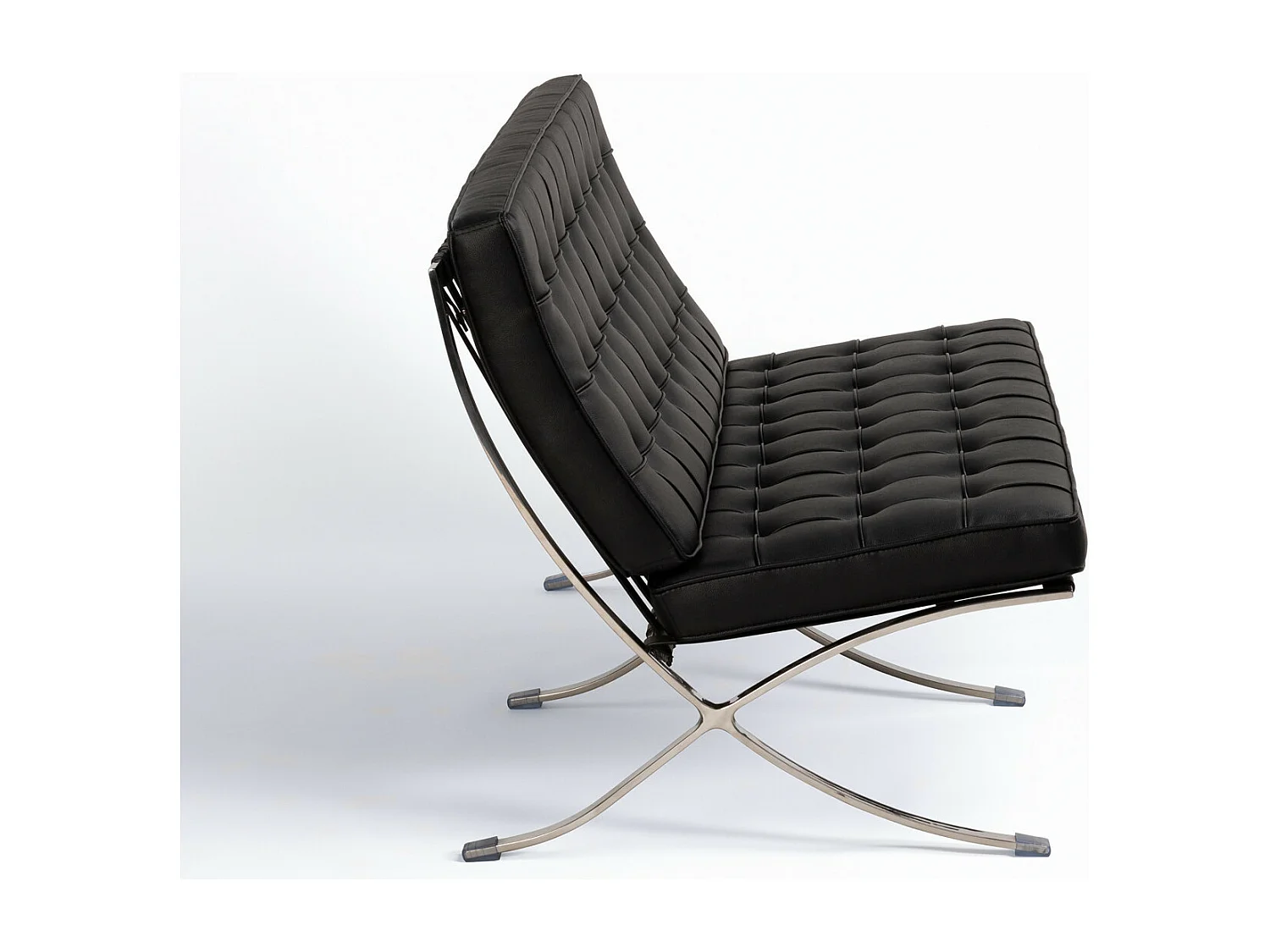 Canapé design 2 places cuir capitonné noir Barka