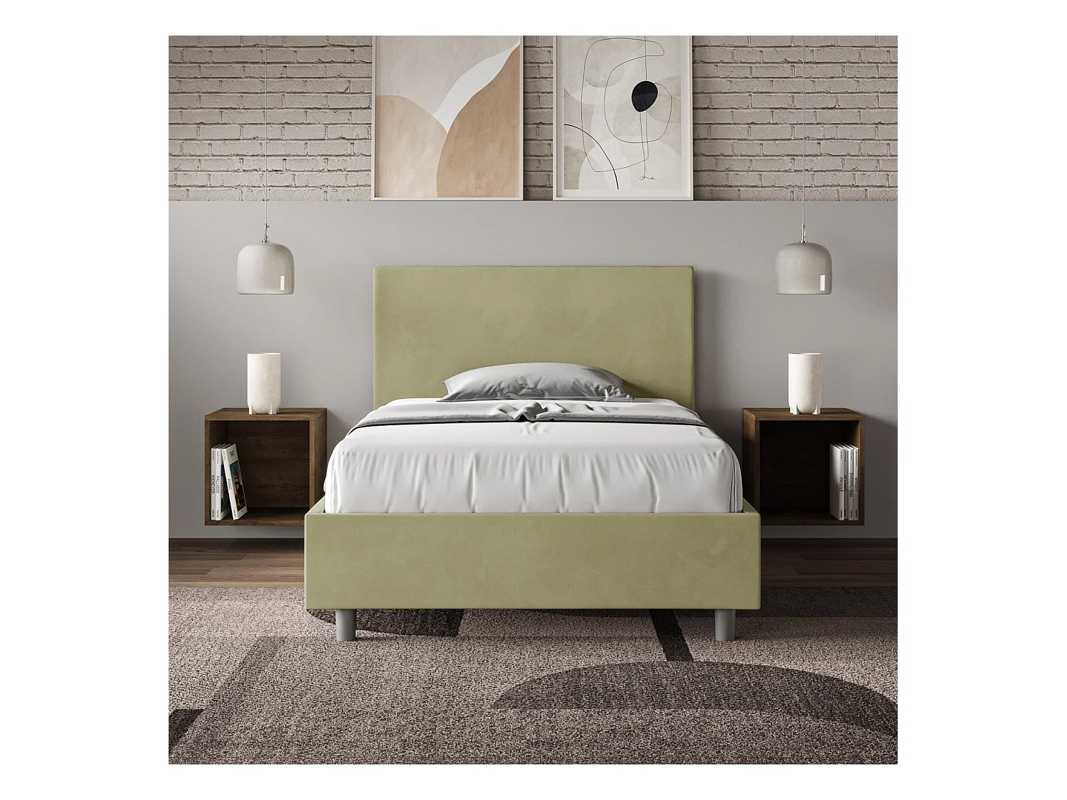 Cama Adele 110x200 con base de té verde