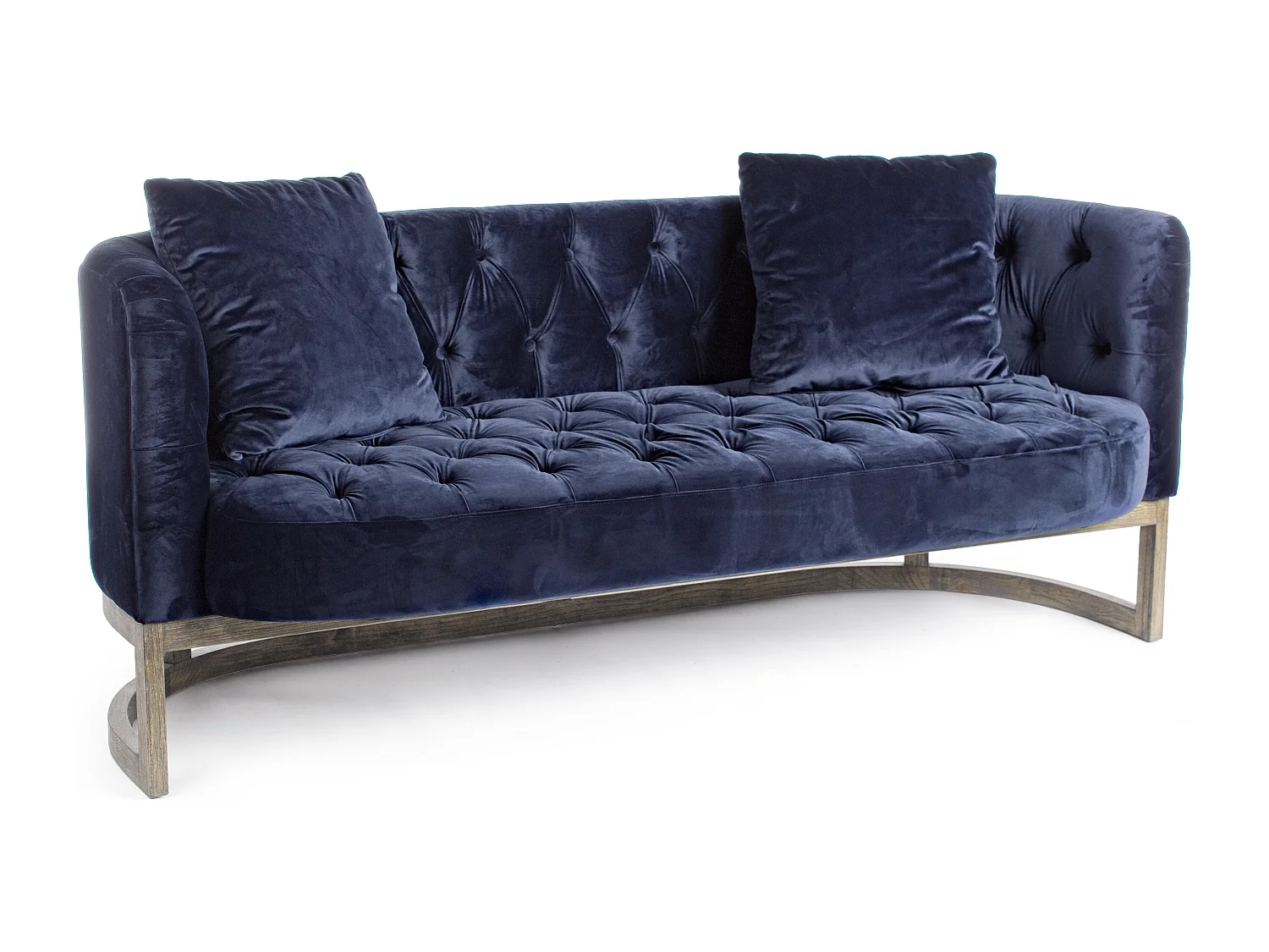 Canapé en polyester matelassé bleu 3 places Mila