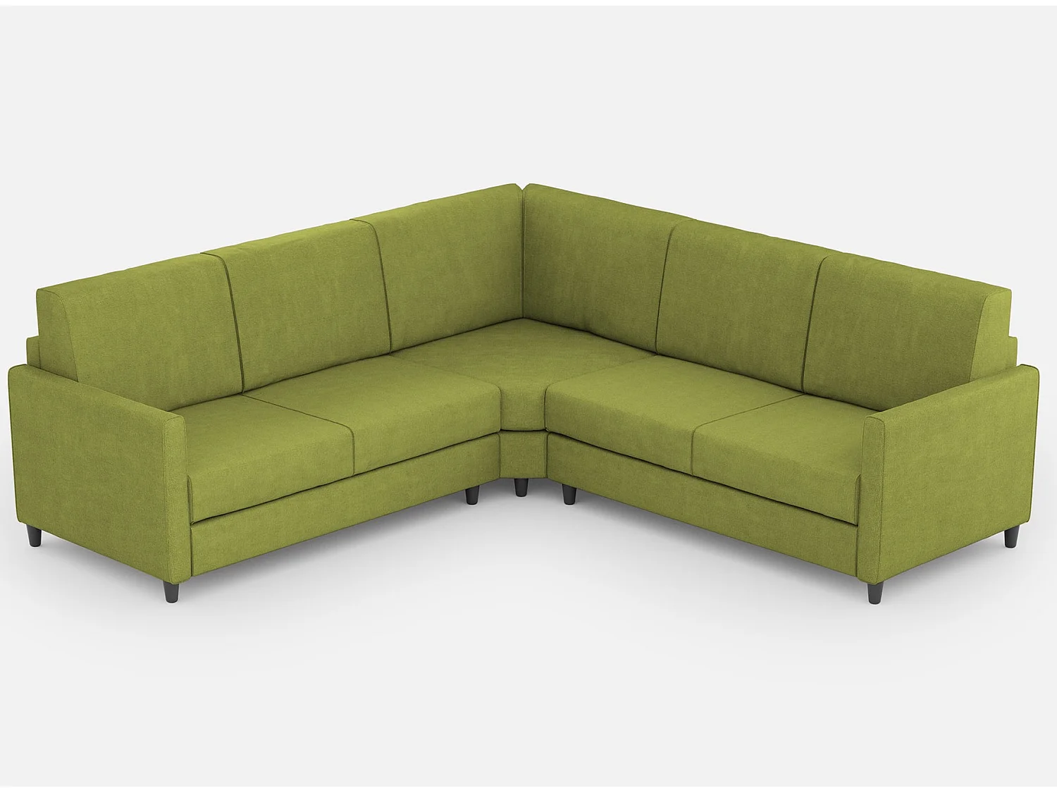 Moderne Italiaanse hoekbank in pistachegroene stof Korane - 5 maten-Maat 281x241 cm