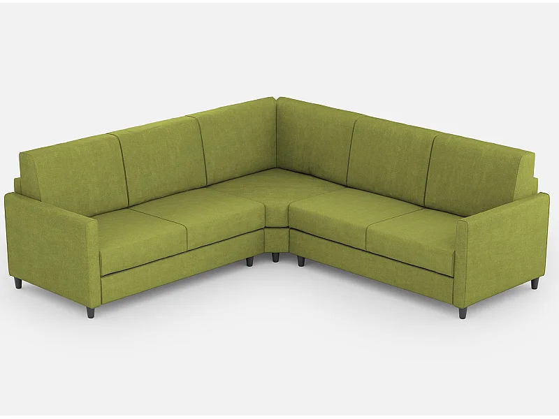 Sofá esquinero italiano moderno en tela verde pistacho Korane - 5 tamaños-Talla 281x241 cm