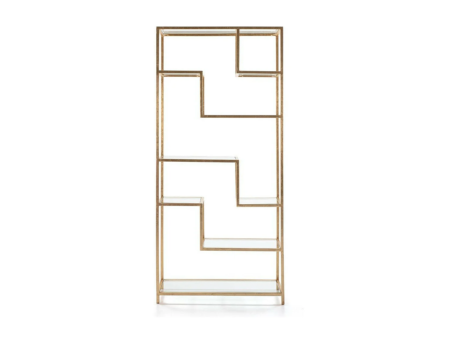 Bibliothèque verre transparent et métal doré