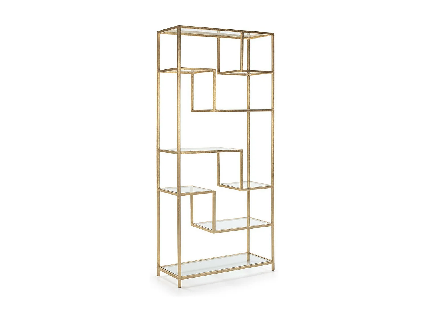 Bibliothèque verre transparent et métal doré
