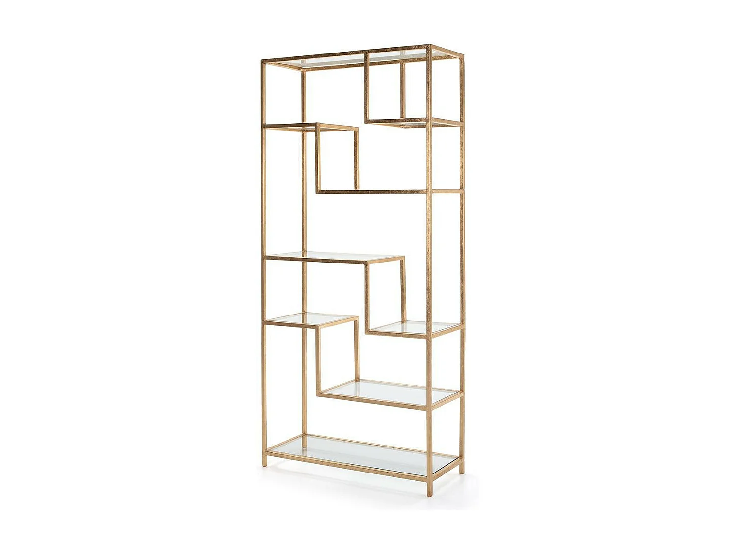 Bibliothèque verre transparent et métal doré