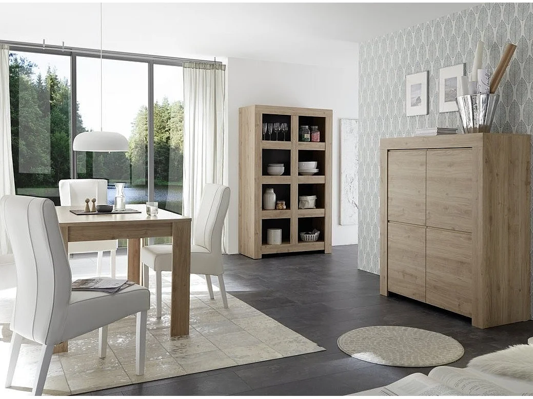 Bibliothèque 4 niveaux bois mélaminé chêne clair Napan