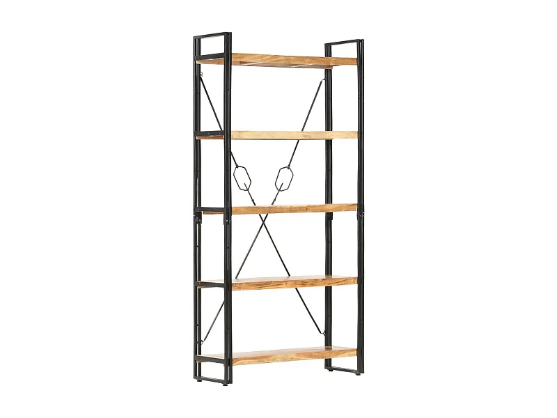 Bibliothèque 5 niveaux 90x30x180 Bois solide de d'acacia