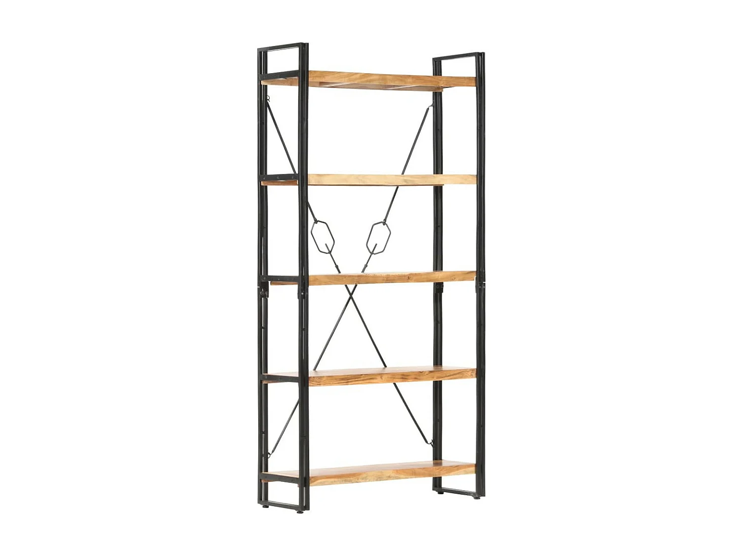 Bibliothèque 5 niveaux 90x30x180 Bois solide de d'acacia