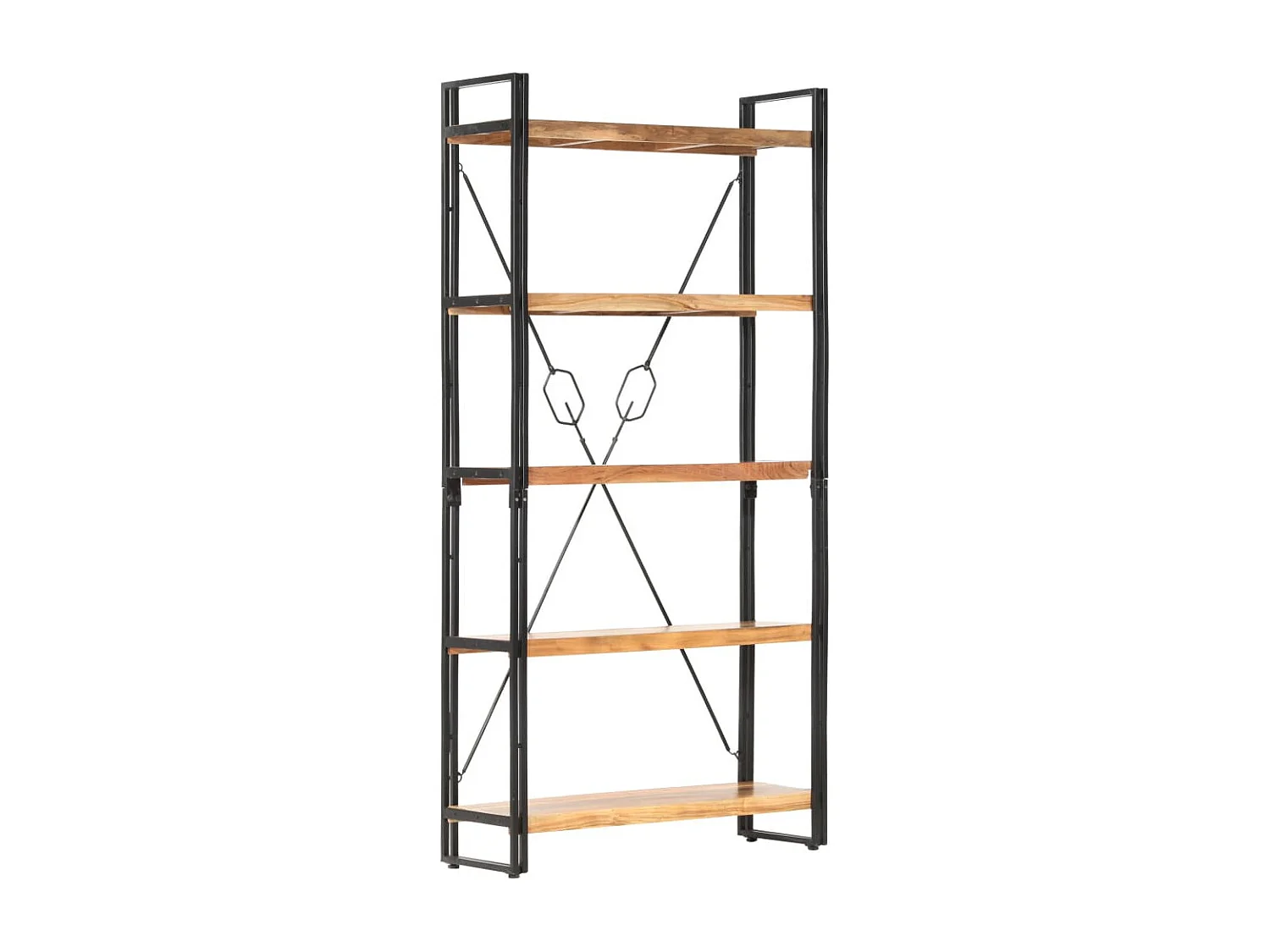 Bibliothèque 5 niveaux 90x30x180 Bois solide de d'acacia