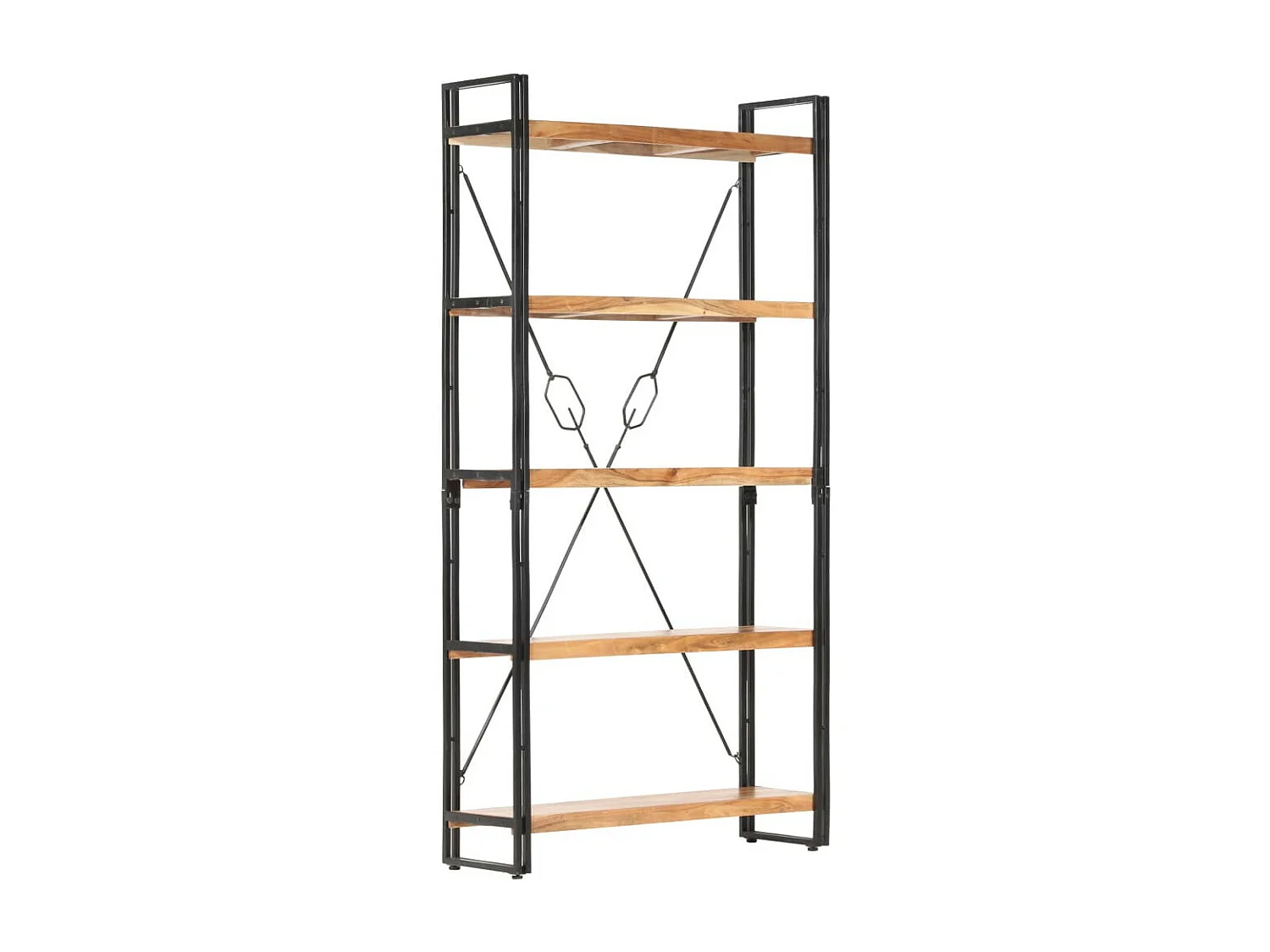 Bibliothèque 5 niveaux 90x30x180 Bois solide de d'acacia