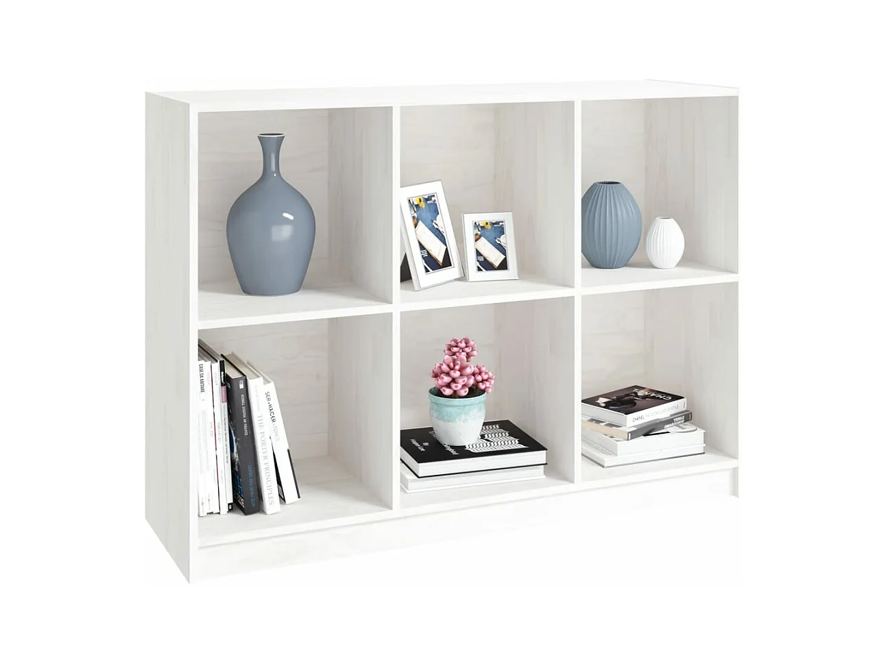 Bibliothèque Blanc 104x33x76 Bois de pin massif