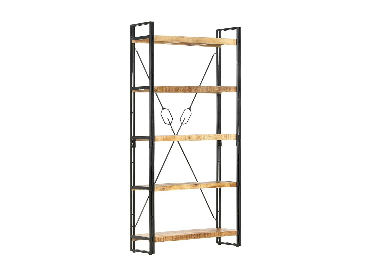 Bibliothèque 5 niveaux 90x30x180 Bois solide de manguier