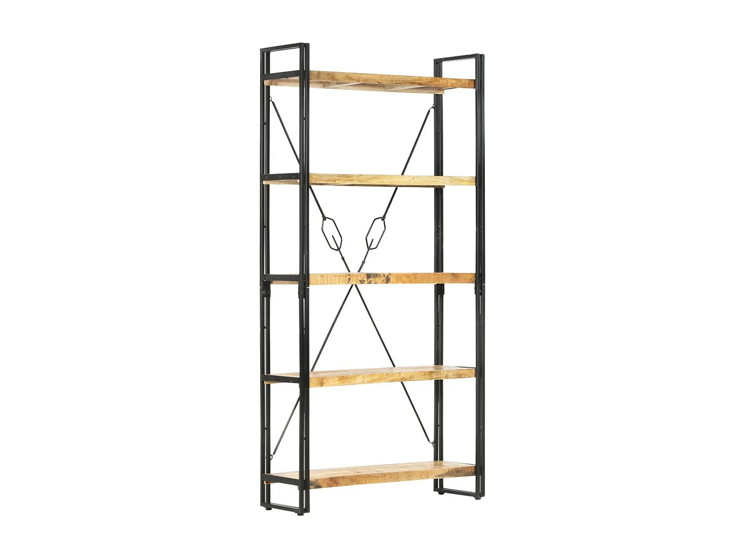 Bibliothèque 5 niveaux 90x30x180 Bois solide de manguier