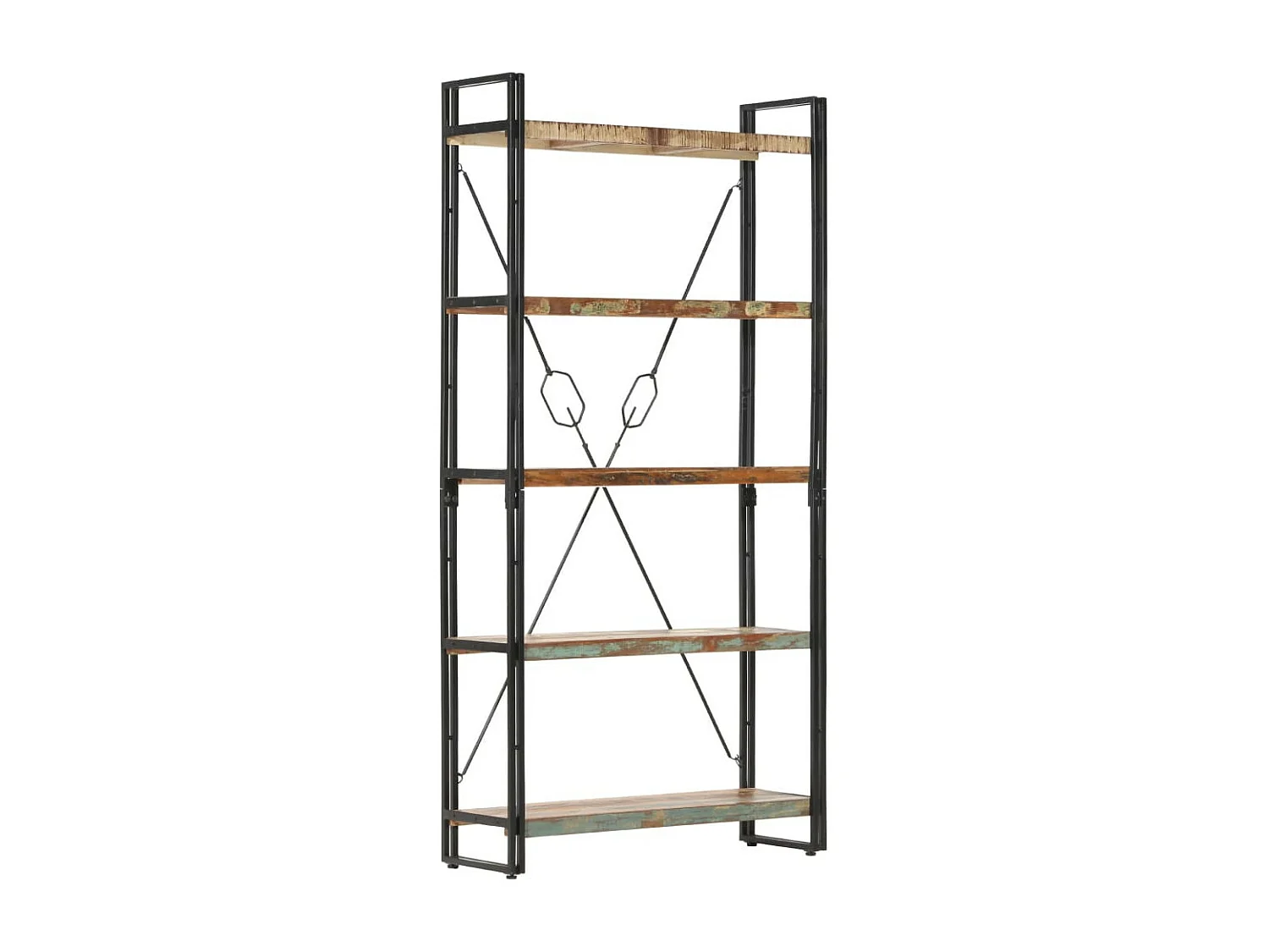 Bibliothèque 5 niveaux 90x30x180 Bois solide de récupération