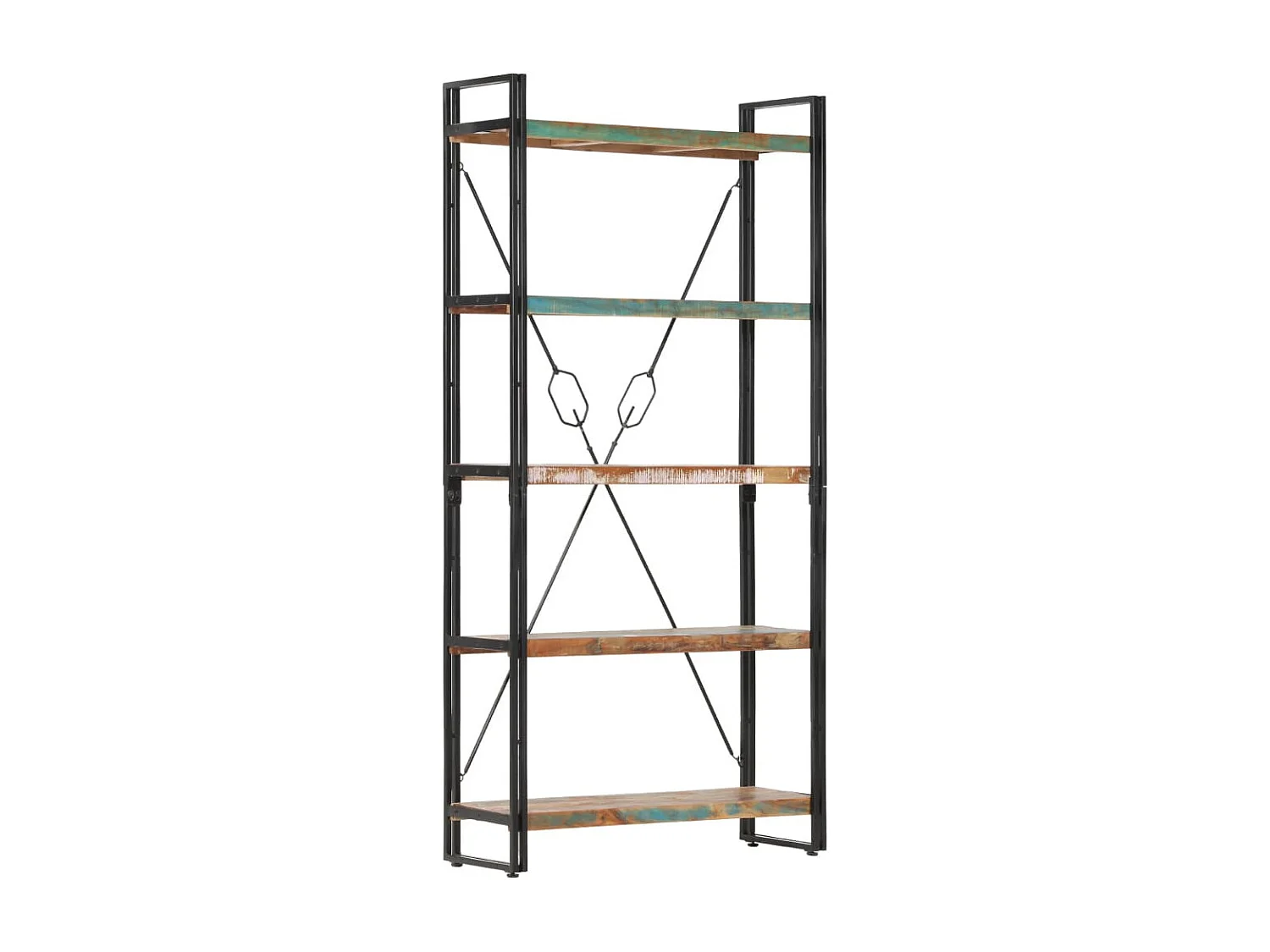 Bibliothèque 5 niveaux 90x30x180 Bois solide de récupération