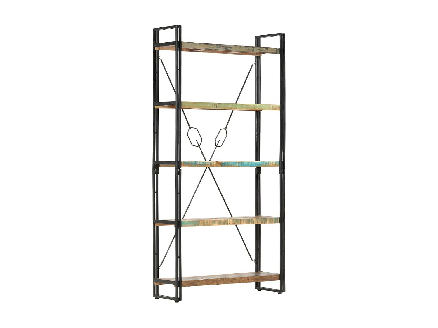 Bibliothèque 5 niveaux 90x30x180 Bois solide de récupération