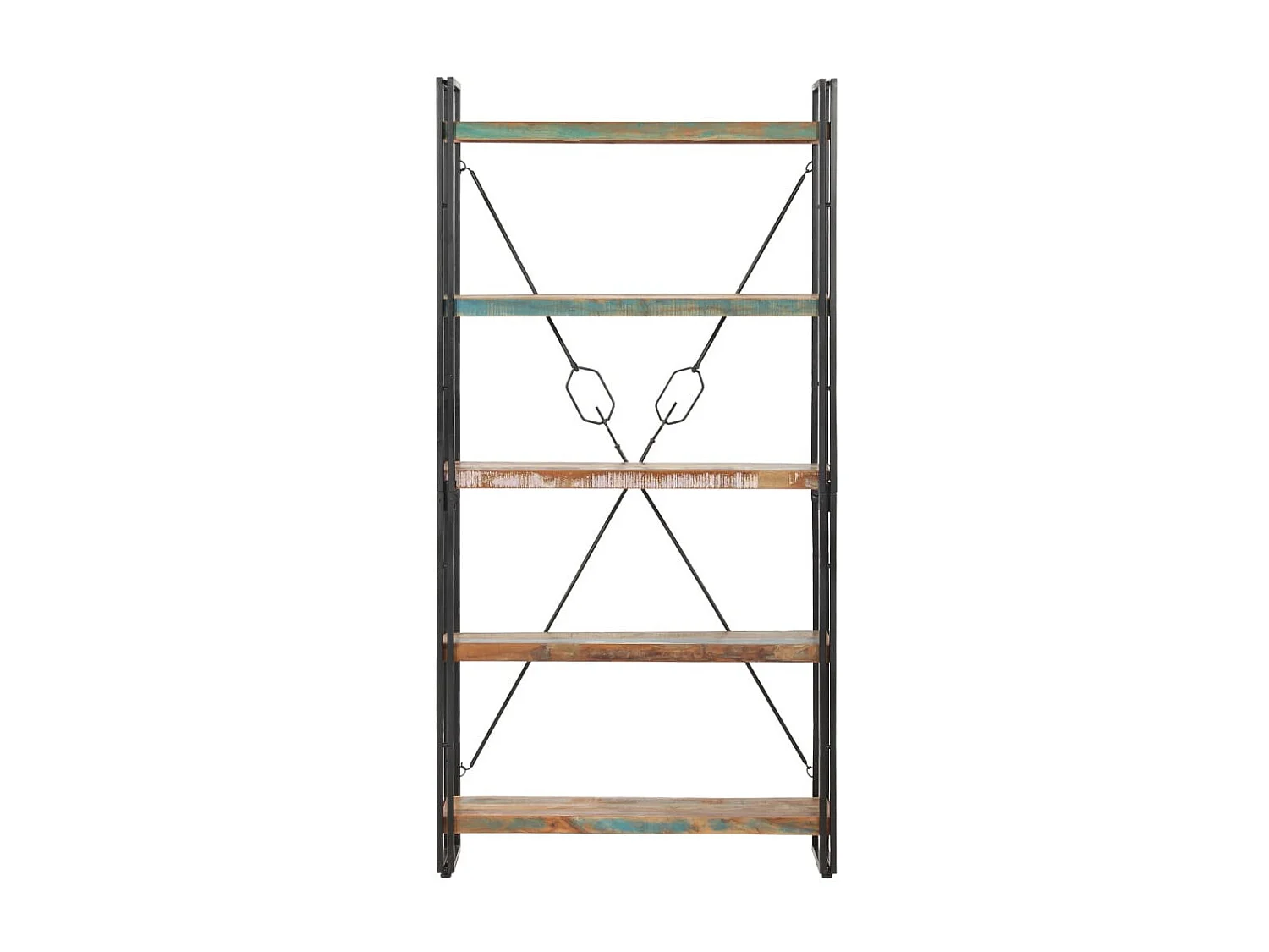 Bibliothèque 5 niveaux 90x30x180 Bois solide de récupération