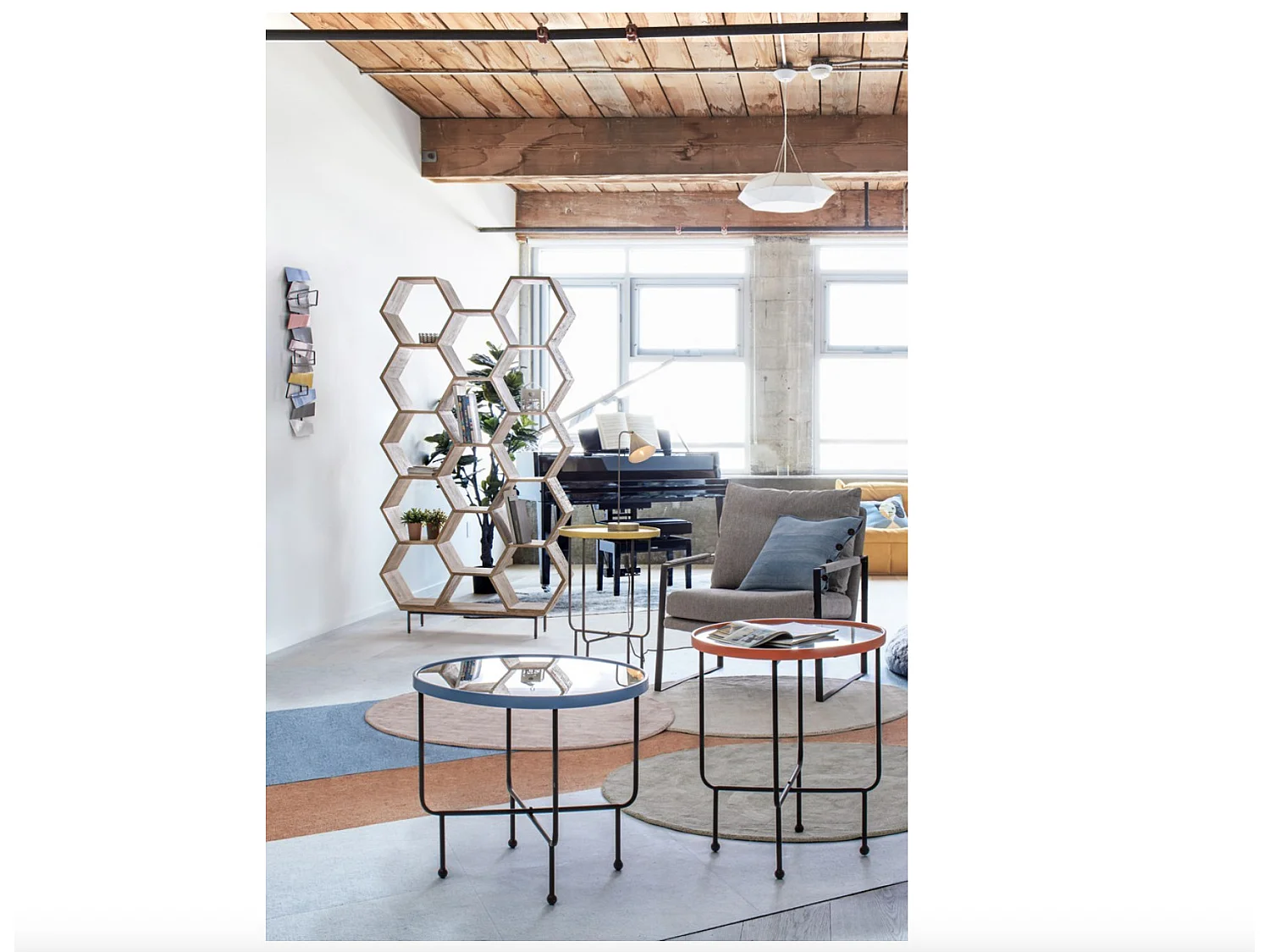 Bibliothèque en bois de manguier ruche naturel Wada 100cm