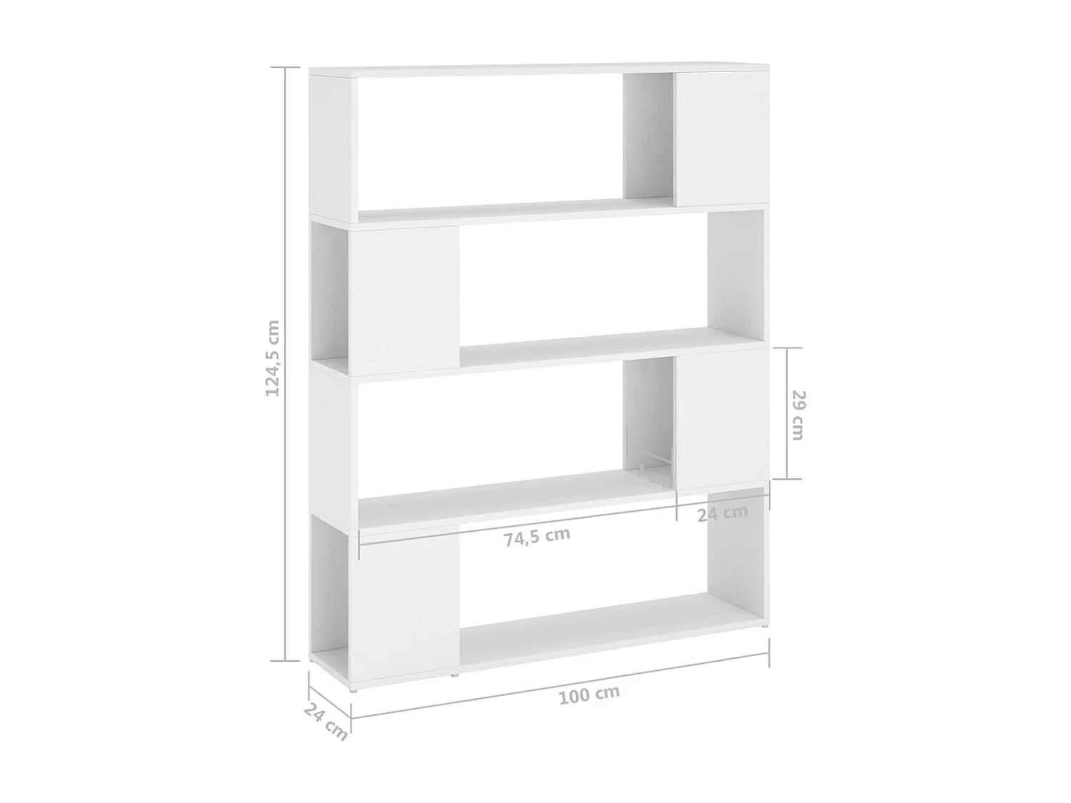 Bibliothèque-Séparateur de pièce Blanc 100x24x124