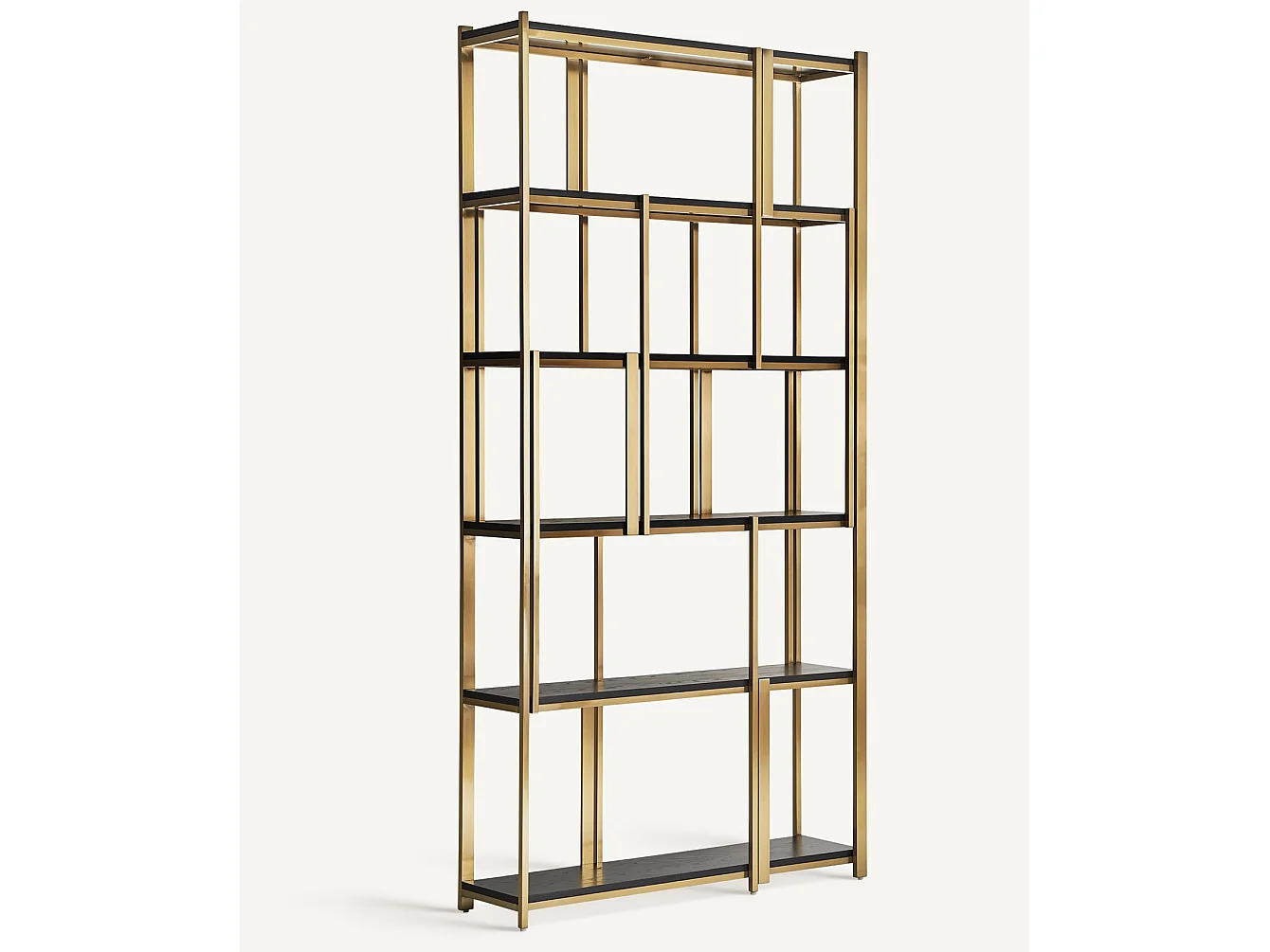 Estantería Karia estilo art decó de acero dorado y madera maciza marrón 120 cm